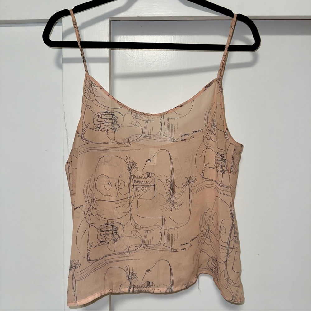 Abstract Print Spaghetti Strap Top Chiffon by American Apparel